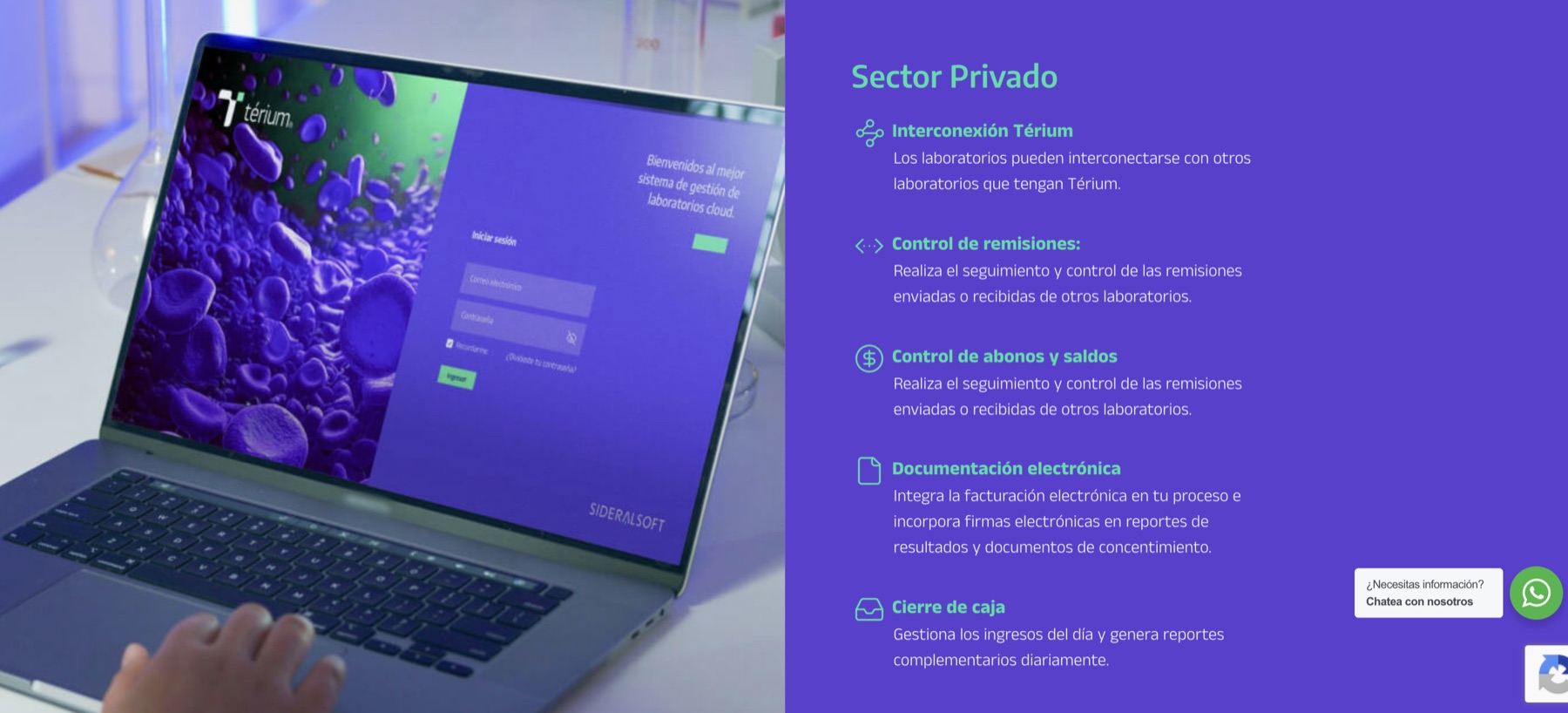 Plataforma Terium en un laboratorio privado